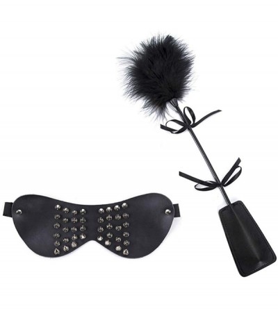 Paddles, Whips & Ticklers Feather and Black Blindfold Comfortable for Couples Game Gift - Black7 - C8199IGQRZ2 $44.74