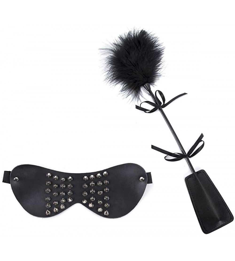 Paddles, Whips & Ticklers Feather and Black Blindfold Comfortable for Couples Game Gift - Black7 - C8199IGQRZ2 $18.01
