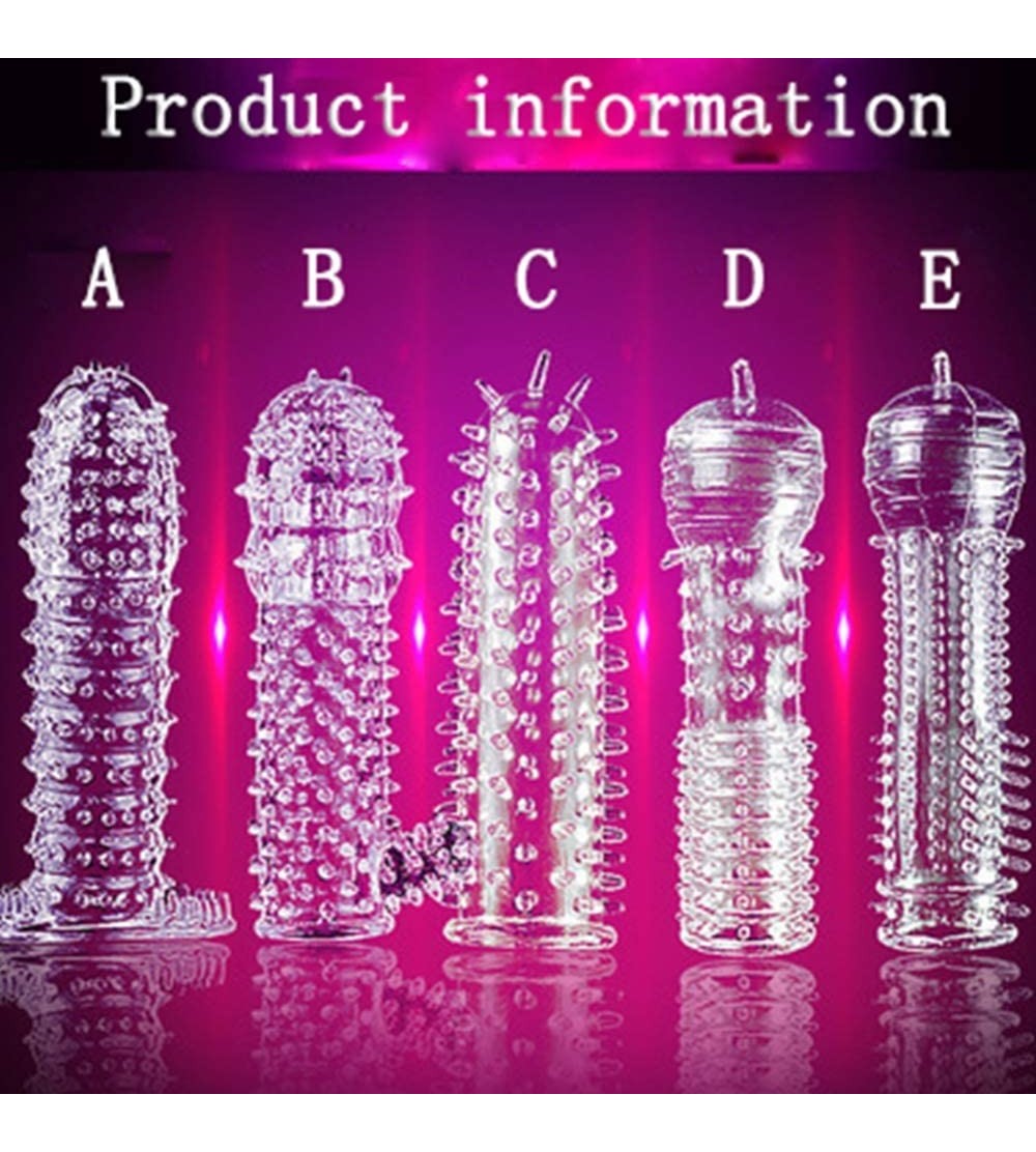 Pumps & Enlargers Reusable Condom Textured Extender Sleeve Penis Cover Cock Ring Dildo Condom C - CN19EUHGOWY $21.41