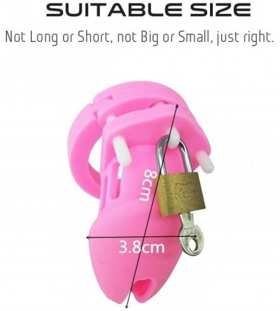 Chastity Devices Short Silicone Device cage Pink with 5 Ring - C618QW8R690 $29.40