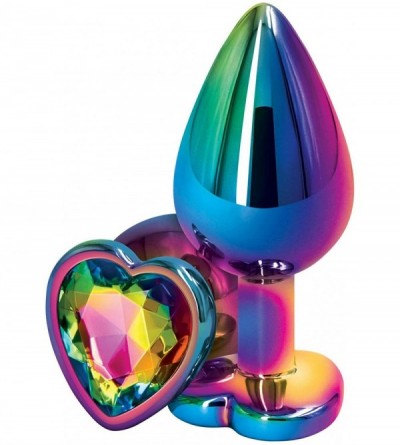 Anal Sex Toys Rear Assets Anal Butt Plug - Multicolor - Medium - Heart-Shaped (Rainbow Jewel) - Rainbow Jewel - CW195E0A0E9 $...