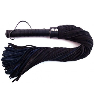 Paddles, Whips & Ticklers Suede Flogger with Leather Handle- Black - CQ11EAM7Z35 $85.46