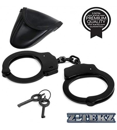 Restraints Police Edition Handcuffs - Double Lock Professional Law Enforcement Black Steel Hand Cuffs with 2 Keys & Tactical ...
