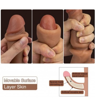 Dildos Vibrating Realistic Dildo with Movable Foreskin Vibrator Sex Toy Strong Suction Cup for G-spot Vagina Prostate Anal St...