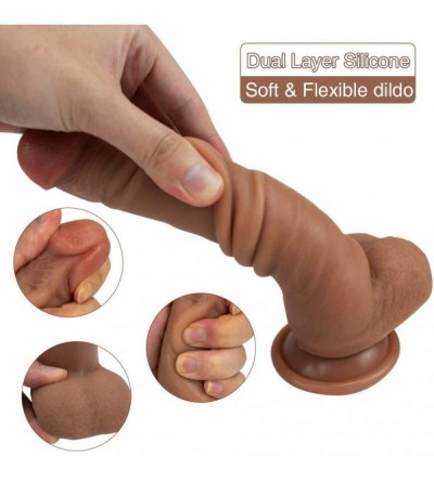 Dildos Vibrating Realistic Dildo with Movable Foreskin Vibrator Sex Toy Strong Suction Cup for G-spot Vagina Prostate Anal St...