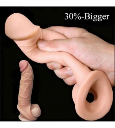Pumps & Enlargers Reusable Male Silicone 8" Thick Coffee Color Textured Pê.Nís Ex-Té'Nd'Er Sleeve - CK19DUCDA9R $23.13