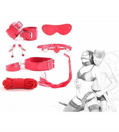 Restraints 7pc Leather clothes Accessory for Men Women - Red - CR194W3IMGT $22.81