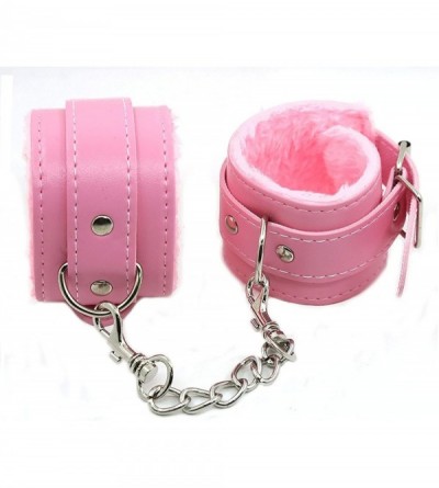 Restraints Adjustable Leather Handcuff Strong and Durable Super Soft Fur Hand Cuffs Multifunctional Bangle - Pink - CJ18QA3E5...