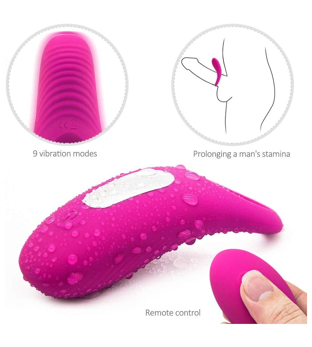Penis Rings Effective Time Delay Massager Pennis Rings for Men 10 Frequency Vibration Silicone Massage Ring Waterproof- Benda...