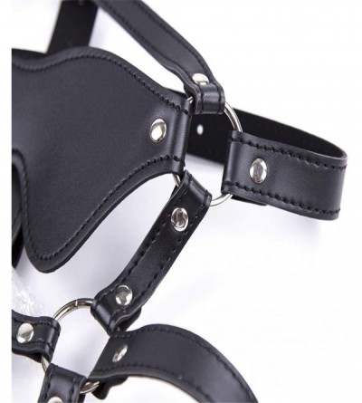 Gags & Muzzles Colored Hollow Grommet Ball- Harness Type Blindfold Gag - Black Leather-Black Soft Ball - C0197EL0YQR $38.89
