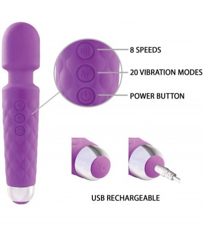 Vibrators London Luxury BRRC303 Powerful Wand Personal Cordless Massager- 20 Modes and 8 Speed Patterns- USB Rechargeable- Pu...