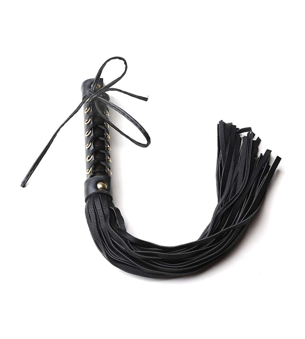 Paddles, Whips & Ticklers PU Leather Whip Restraint FET/ish Adult Cosplay Sixy Toys for Women Men (BK) - Bk - CW19HI077D5 $6.27