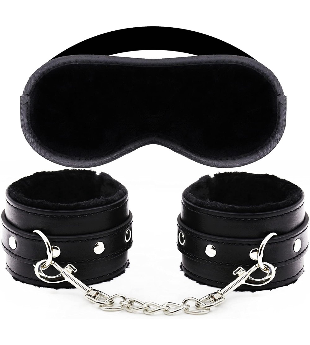 Restraints Super Soft Comfortable Fur Leather Handcuffs- Velvet Cloth Blindfold Eye Mask Set- Good for Sex Play - H+e - CJ187...