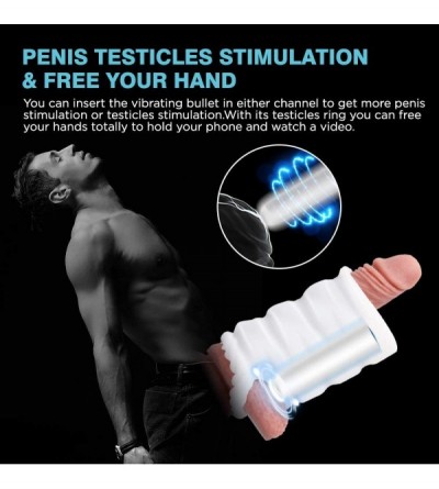 Male Masturbators Vibrating Male Masturbator Cup Sleeve Stroker with 2 Ribbed Tunnel- 3D Textured Open-Ended Pocket Pussy Mas...