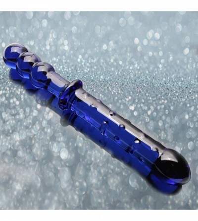 Anal Sex Toys Crystal Glass Pleasure Wand Dildo Penis - Blue Glass Dotted Double Head Design Personal Massager Anal Sex Toy -...