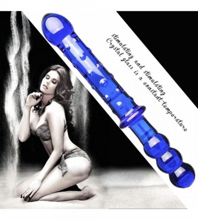Anal Sex Toys Crystal Glass Pleasure Wand Dildo Penis - Blue Glass Dotted Double Head Design Personal Massager Anal Sex Toy -...