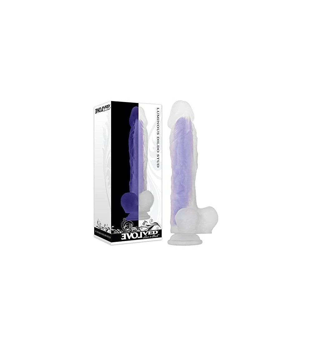 Dildos Dual Layered Liquid Silicone Flexible Luminous Glow-in-The-Dark Dildo Stud- Purple - CZ198RLQ88K $62.39