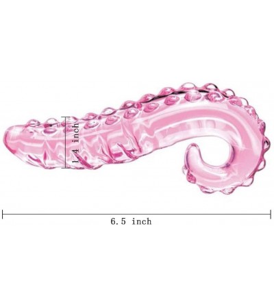 Anal Sex Toys Crystal Glass Pleasure Wand Dildo Penis - Hand Blown Glass Massager - Pink - CB128Q3DY3T $27.95