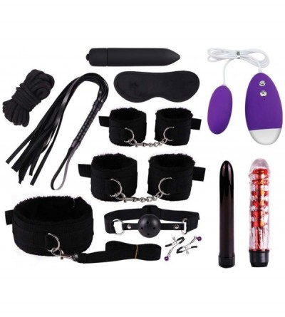 Restraints 12Pcs Adult Secs Toys Kit BDSM Kits Bandage Game Tools - Black - CC19DAU5IHX $54.41