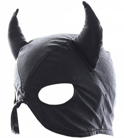 Blindfolds Leather Bondage Mask- Full Face Mask Mouth Gag Head Hood- Adults BDSM Sex Toys - Black(cosplay Mask) - C318GMQ3WG4...