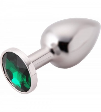 Dildos Chrome Plated Jeweled Emerald Butt Plug- Small - CE11902HS3X $22.27