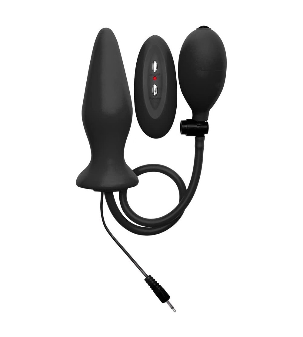 Dildos Inflatable Vibrating Silicone Plug Dildos- Black - Black - C511PACVF6R $46.84