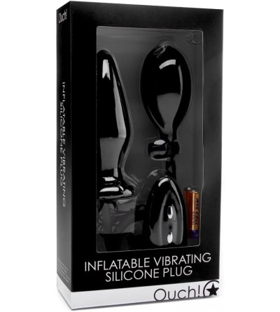 Dildos Inflatable Vibrating Silicone Plug Dildos- Black - Black - C511PACVF6R $46.84