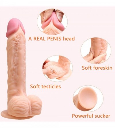 Dildos Realistic Dildo with Strong Suction Cup for Hands-Free Play- Flexible Cock with Curved Shaft and Balls for Vaginal G-s...