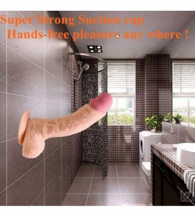 Dildos Realistic Dildo with Strong Suction Cup for Hands-Free Play- Flexible Cock with Curved Shaft and Balls for Vaginal G-s...