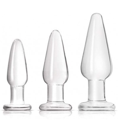 Anal Sex Toys Crystal Premium Glass Tapered Trainer Anal Kit Clear - CL194RQ2GUU $62.89