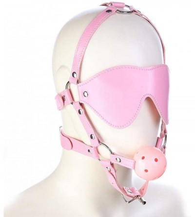Gags & Muzzles Colored Hollow Grommet Ball- Harness Type Blindfold Gag - pink - C2197DZX9LC $21.29