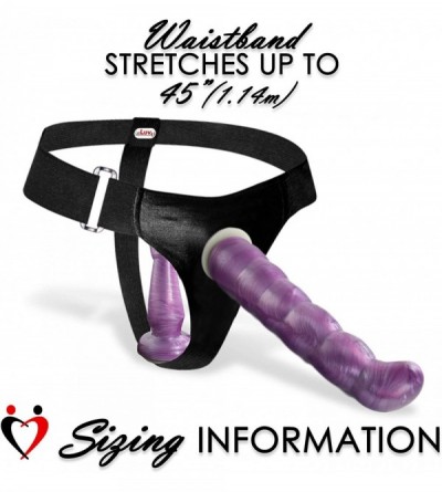 Dildos Female Strap-On 7 Inch and 5 Inch Purple Double Dong Harness - CA11GB96I8T $43.77