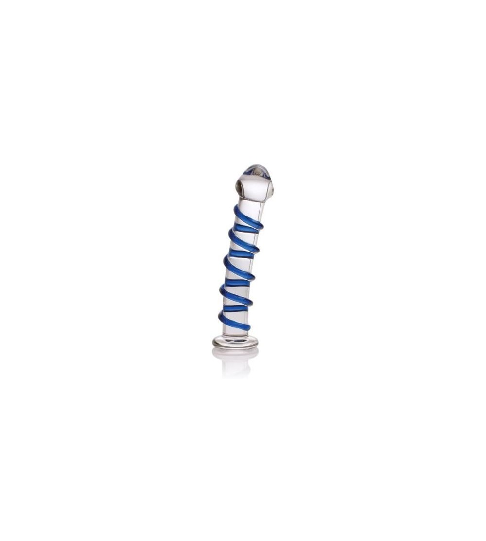 Dildos Glass Pleasure Wand- Swirl Mushroon Tip Rocket- Blue - CT1120MW6EV $29.76