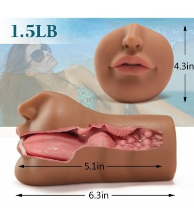 Male Masturbators Lifelike Face Designed Male Masturbator for Oral Sex- Brownskin Beach Girl Pocket Pussy with Vivid Tongue a...