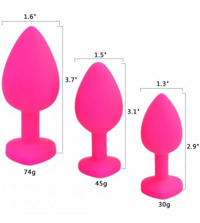 Anal Sex Toys 3 Pcs 3 Size Silicone Jeweled Anal Butt Plugs Anal Trainer Toys (Pink Heart) - Pink Heart - C818N74SNCM $22.76