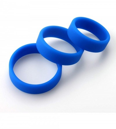 Penis Rings Flat Band-Style Cock Ring 38mm- 43mm- 48mm Blue Three Sizes 1.5"- 1.7" and 1.9" Inner Diameters - Blue - CS18I2H5...