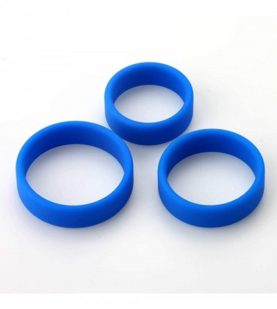Penis Rings Flat Band-Style Cock Ring 38mm- 43mm- 48mm Blue Three Sizes 1.5"- 1.7" and 1.9" Inner Diameters - Blue - CS18I2H5...
