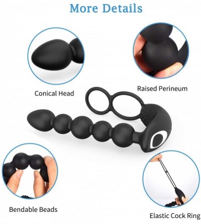 Anal Sex Toys Butt Plug Anal Sex Toys with Penis Ring & Anal Bead Rechargeable Vibrator Waterproof Prostate Massager- Ejacula...