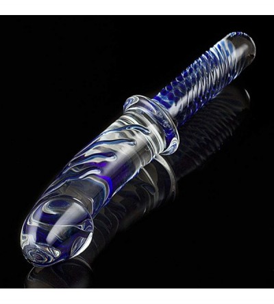 Dildos 11 inches Large Blue Swirl Glass Dildo Big Crystal Penis Glass Pleasure Wand Anal Plug - CO182HGRMIZ $46.48