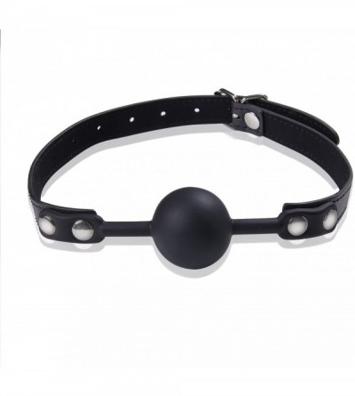 Restraints Ball Gag Silicone Breathable Mouth Gag Black with Adjustable Neck Straps - CK12NYETMD8 $15.70