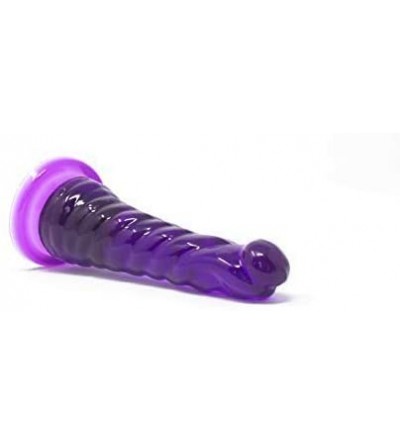 Anal Sex Toys Healthy Vibes Spiral Anal Dildo 6'' Soft Purple Jelly Probe For Men- Women- and Couples Phthalate-Free- Non-Tox...