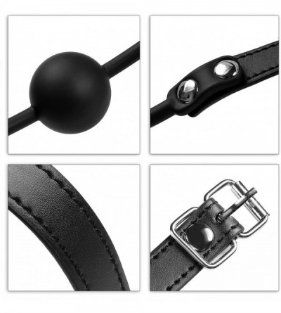 Restraints Ball Gag Silicone Breathable Mouth Gag Black with Adjustable Neck Straps - CK12NYETMD8 $15.70