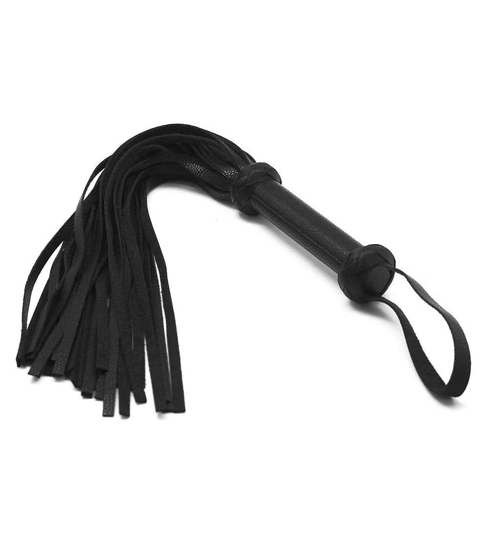 Paddles, Whips & Ticklers Black Soft Faux Leather Wand with Straps - C7192HMLS4E $26.73
