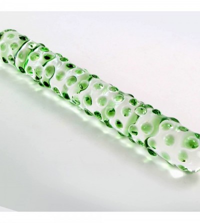 Dildos Dildo 7 inch Beaded Green Glass Wand Bundle with Premium Padded Pouch - Green - CG11UYWDQ9X $32.05