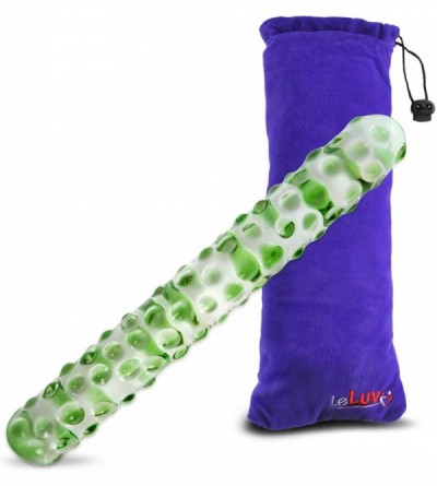 Dildos Dildo 7 inch Beaded Green Glass Wand Bundle with Premium Padded Pouch - Green - CG11UYWDQ9X $32.05