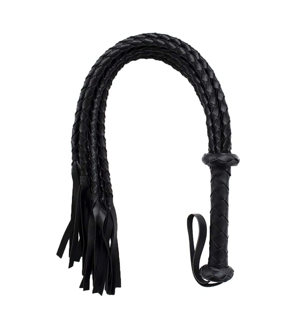 Paddles, Whips & Ticklers Leather Whips- Black BDSM Flogger with Handle Braided for Sex Spanking Games Couples Play- Adult Se...