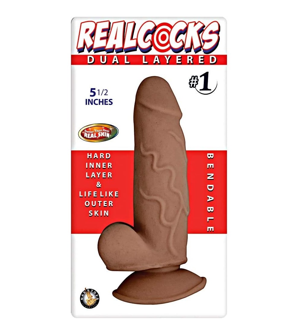 Dildos Real Cocks Dual Layered- No.1 Brown- 5.5 Inch - No.1 Brown - C9186LTIT6Q $16.45
