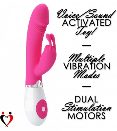 Vibrators Rabbit Vibrator Voice-Sound Activated 30 Modes Smooth Silicone Pink - Pink - CE189XXES7O $57.21