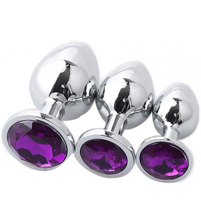 Anal Sex Toys Stainless Steel Anal Plug for Beginners- 1 Set/3 Pcs/S+M+L - CX193K24SUA $20.65