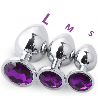 Anal Sex Toys Stainless Steel Anal Plug for Beginners- 1 Set/3 Pcs/S+M+L - CX193K24SUA $20.65